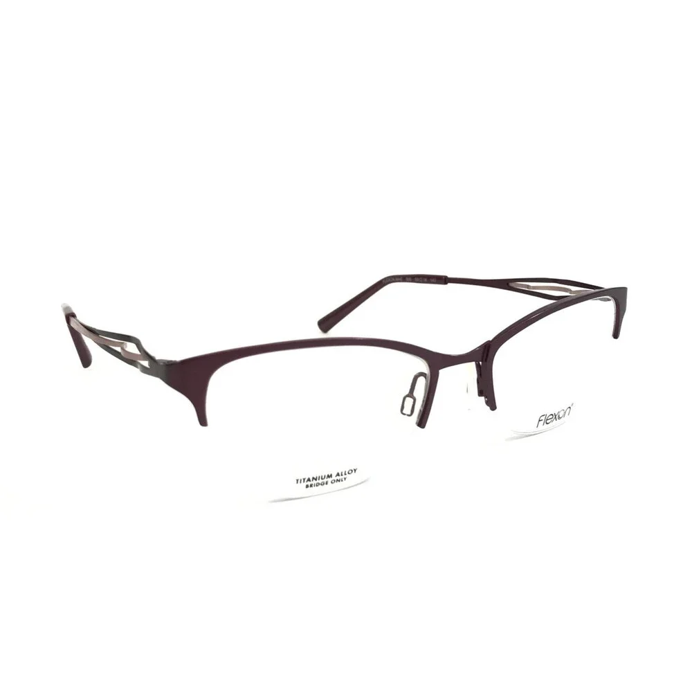 Flexon Eyeglasses Frames MAE 505 Plum Purple Pink Cat Eye Half Rim 53-18-140